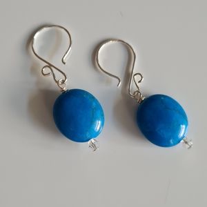 Sterling Silver Turquoise Howlite Handmade Earrings